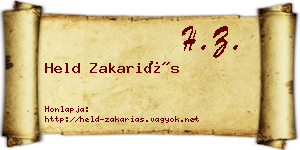 Held Zakariás névjegykártya